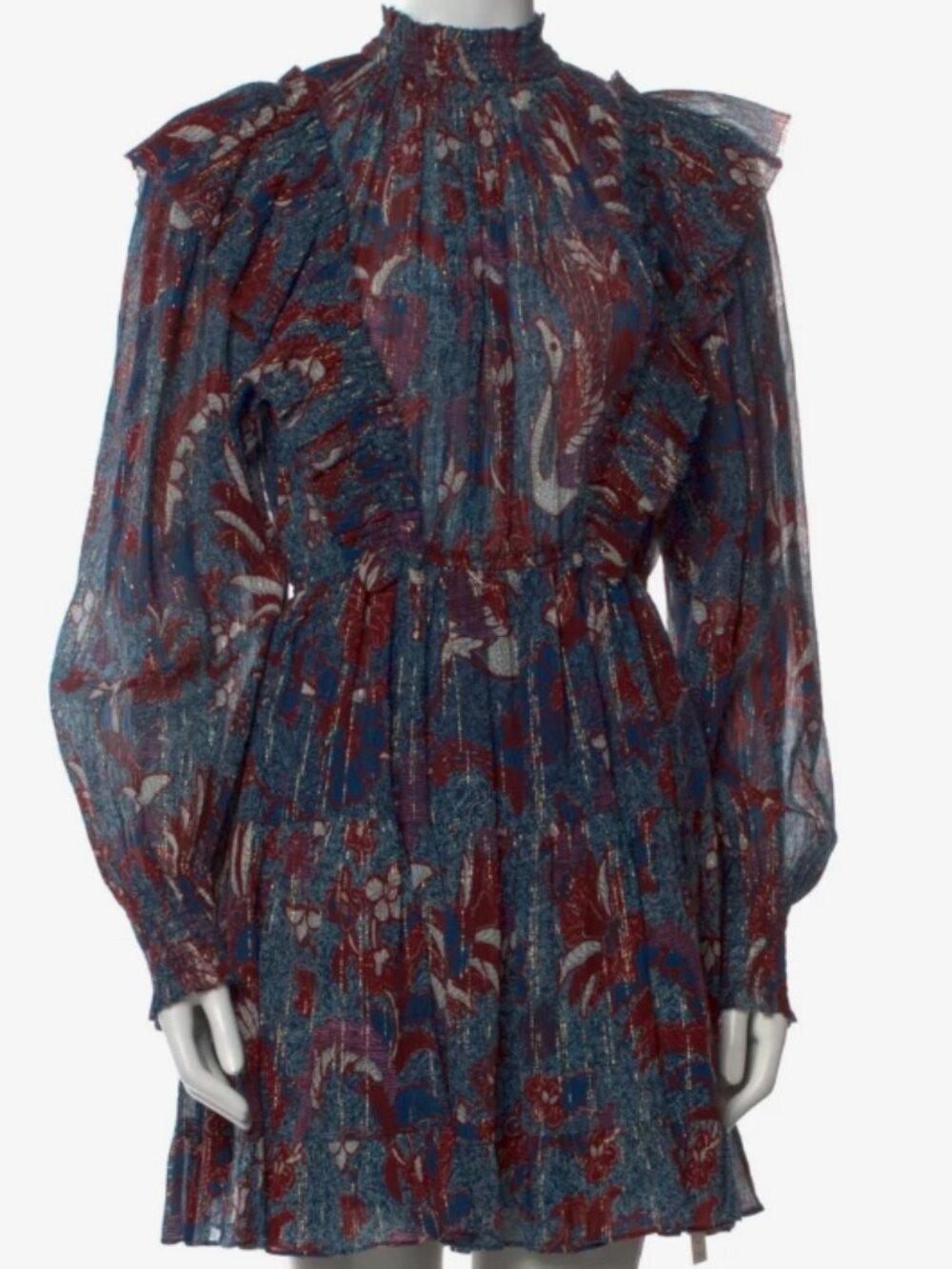 NWOT Fall 2018 ULLA JOHNSON Vienne Mini Dress in Azul S $550 - Picture 6 of 7